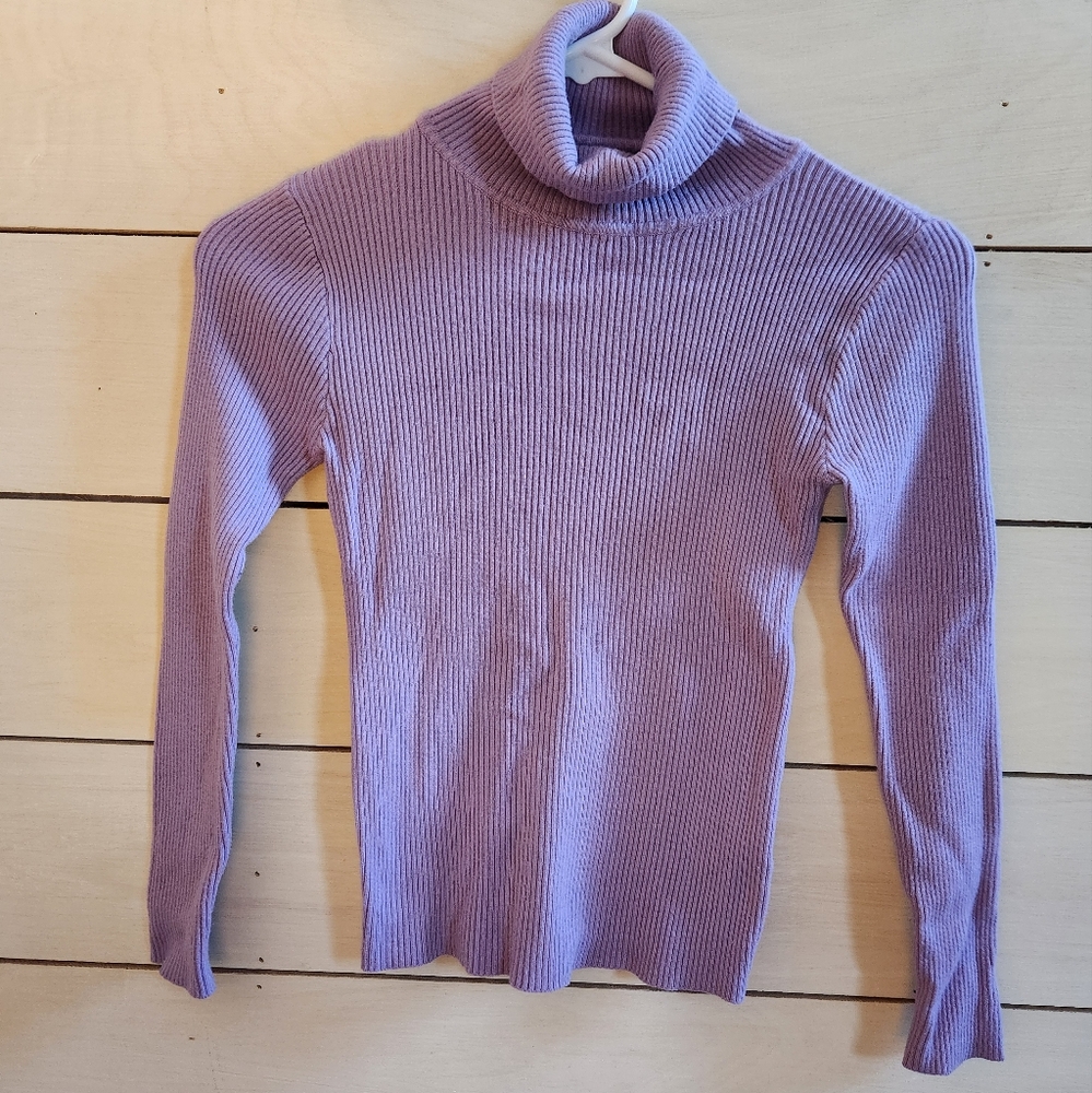Purple turtleneck sweater